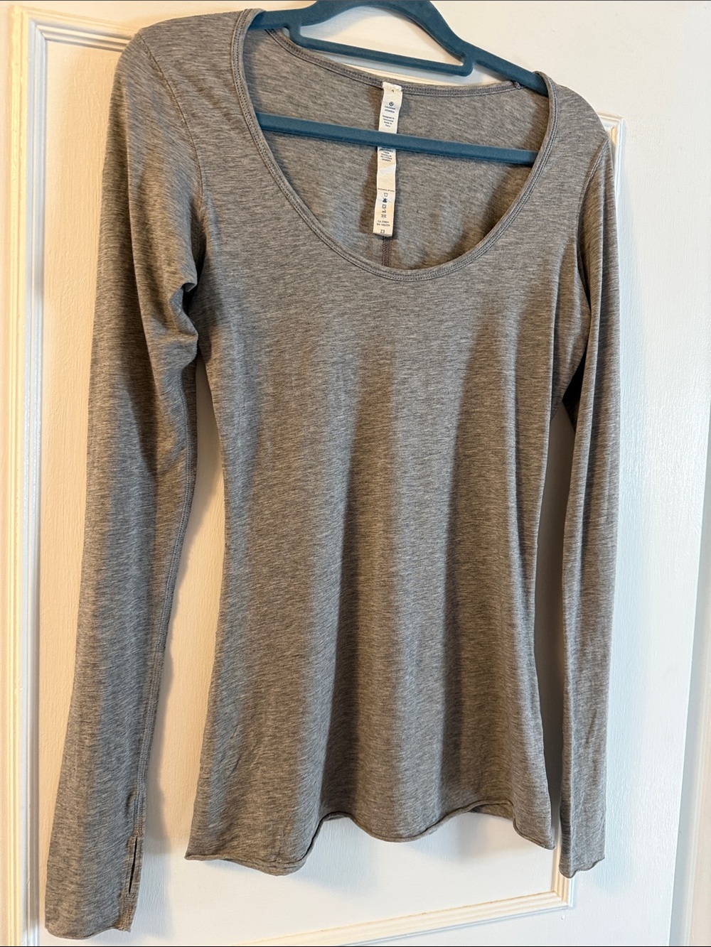 Lululemon athletica Heather Gray Scoop Neck Long Sleeve Top